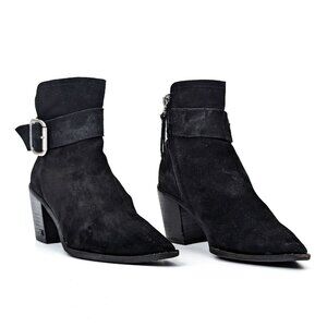 Sam Edelman Women Leonia Black Suede Western Ankle Boots size 7.5
